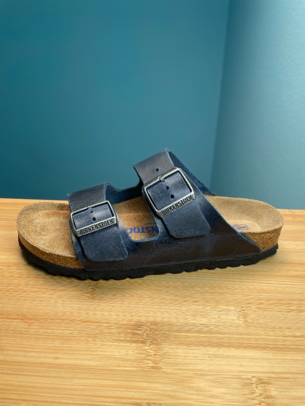 Birkenstock Arizona Navy Blue Sandals Womens 6 EU 37 Oiled Leather? Slides Shoes